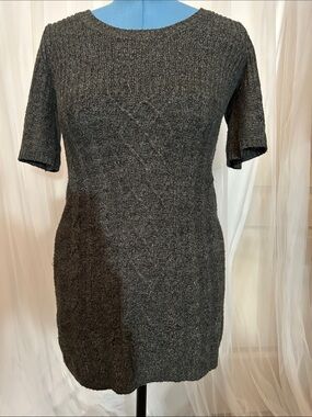 Charcoal Short-Sleeve Cable Knit Dress